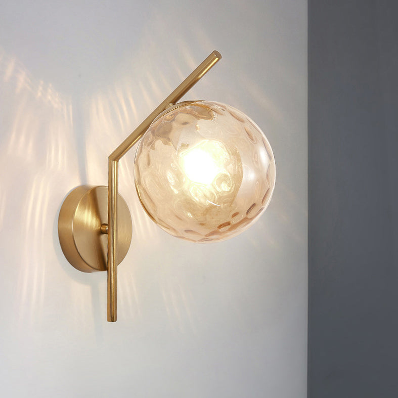 13" H Minimalism Glass Orb Wall Mount Lamp 1-Light Nordic Style Sconce Lighting with Electroplating Metal Base