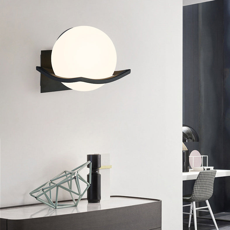 1 Lichtmilch weiße Glaskugel Wandlampe Nordischer Stil Einfachheit Nacht Beleuchtung für Schlafzimmer