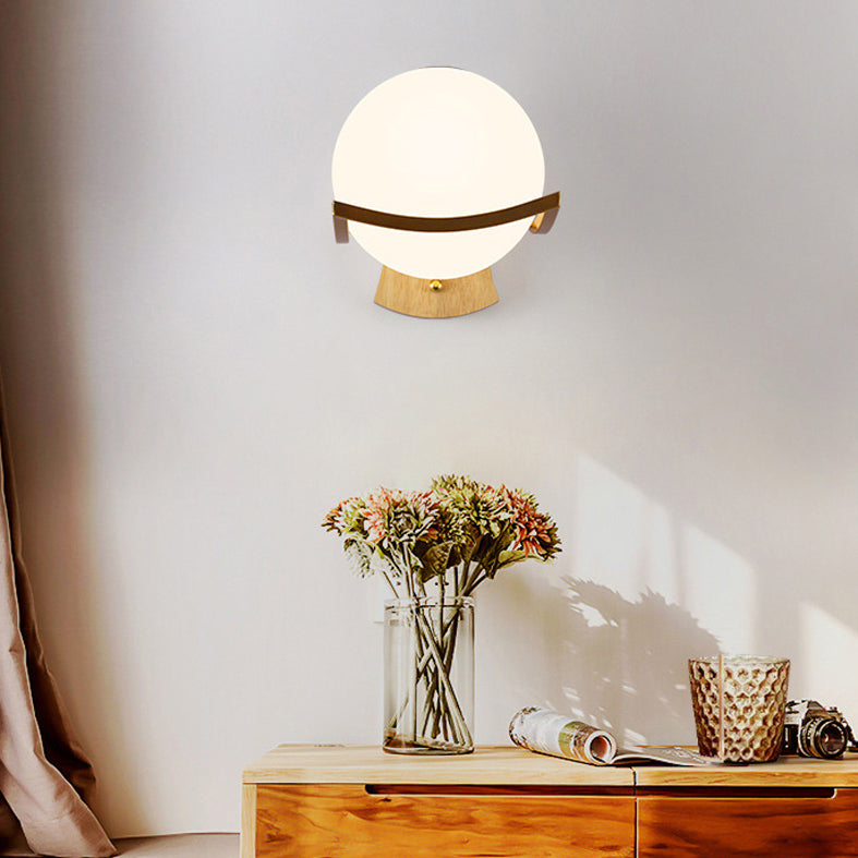 1 Lichtmilch weiße Glaskugel Wandlampe Nordischer Stil Einfachheit Nacht Beleuchtung für Schlafzimmer