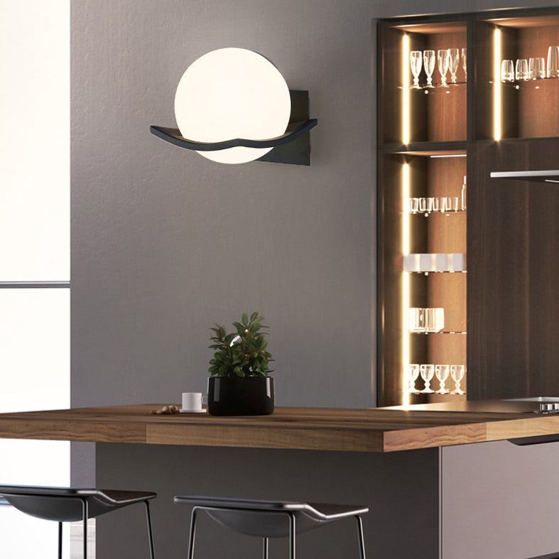 1 Lichtmilch weiße Glaskugel Wandlampe Nordischer Stil Einfachheit Nacht Beleuchtung für Schlafzimmer