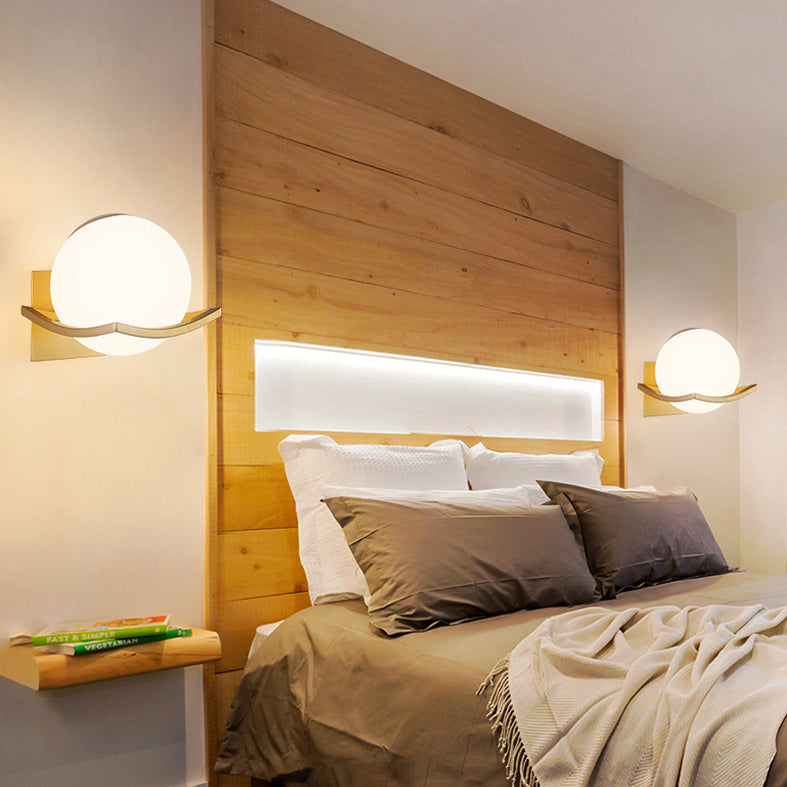1 Lichtmilch weiße Glaskugel Wandlampe Nordischer Stil Einfachheit Nacht Beleuchtung für Schlafzimmer