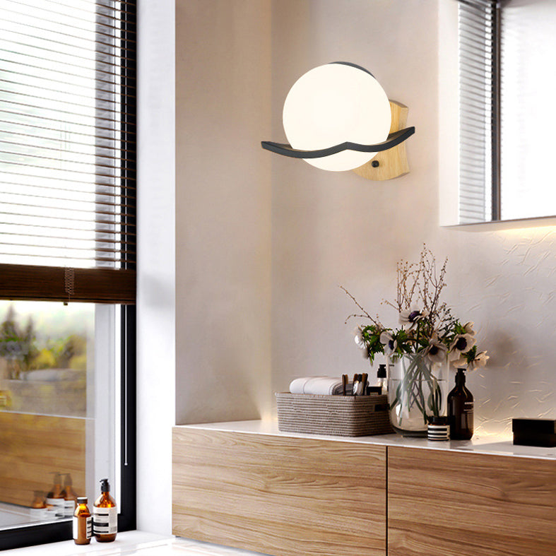 1 Lichtmilch weiße Glaskugel Wandlampe Nordischer Stil Einfachheit Nacht Beleuchtung für Schlafzimmer