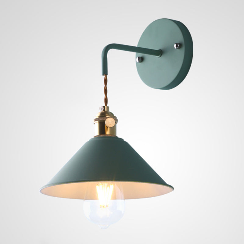 Industrial Cone Wall Light Matte Black Single Metallic for Hallway