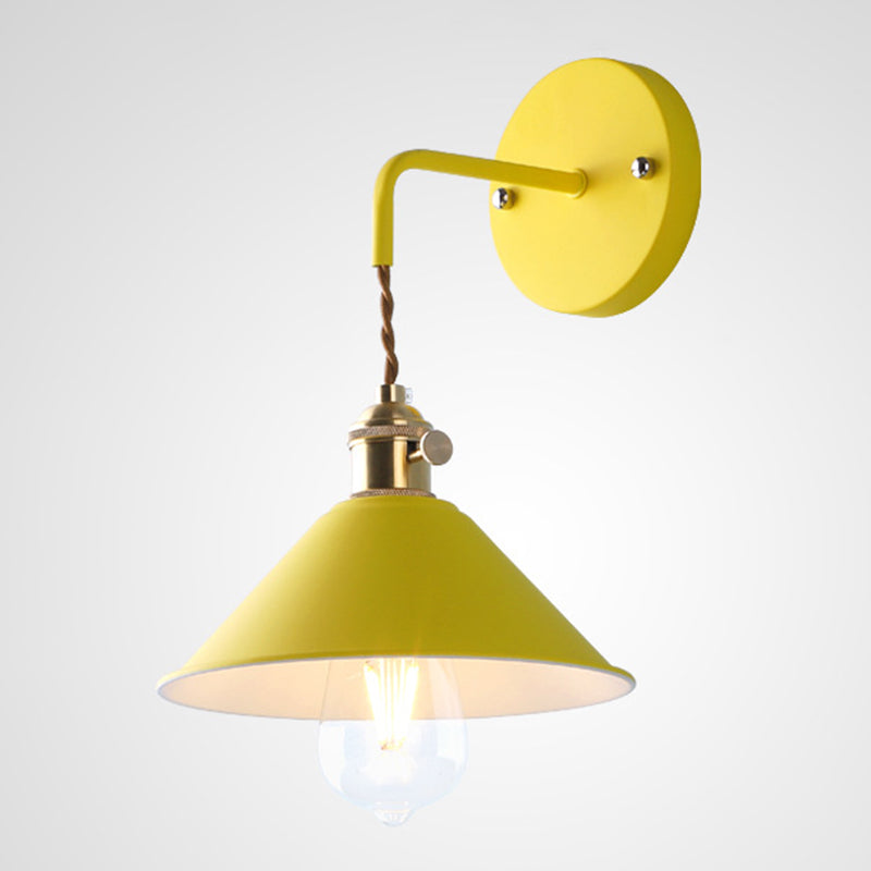 Industrial Cone Wall Light Matte Black Single Metallic for Hallway