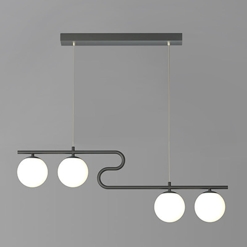 4-Light Contemporary Unique Linear Chandelier, Bulbs Included