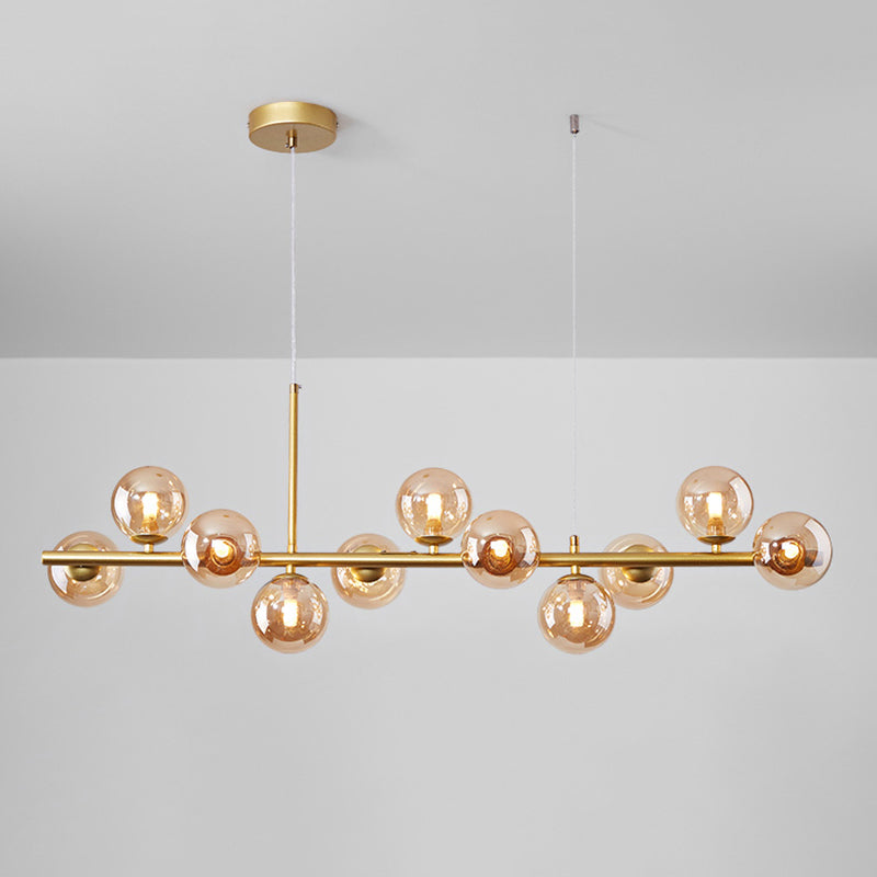 Globe Glass Shaded 11-Light Linear Kitchen Island Light Modern and Contemporary Style Ceiling Light