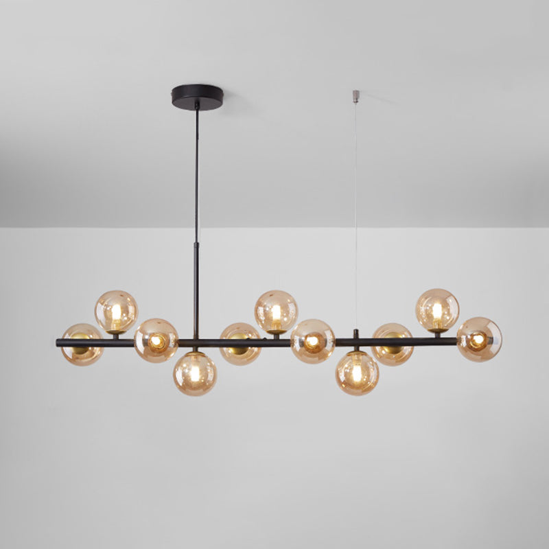 Globe Glass Shaded 11-Light Linear Kitchen Island Light Modern and Contemporary Style Ceiling Light