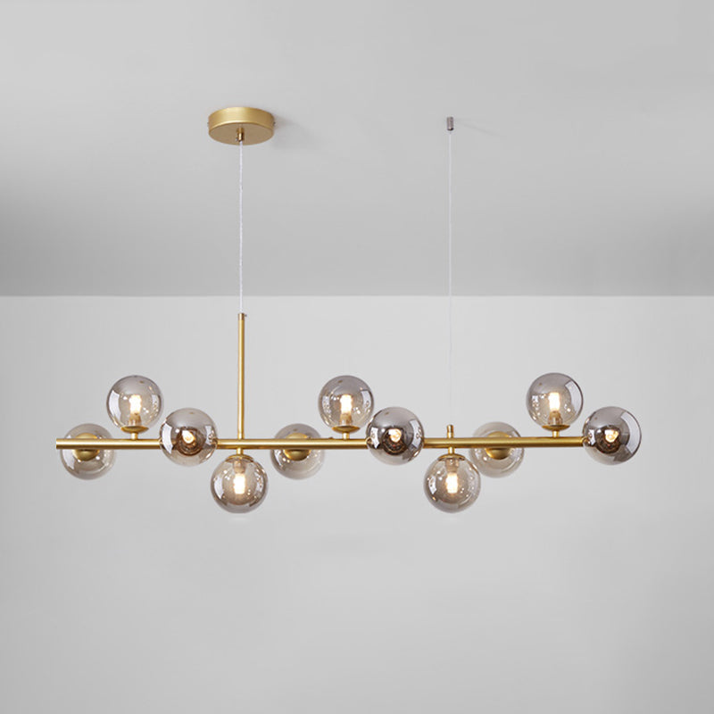 Globe Glass Shaded 11-Light Linear Kitchen Island Light Modern and Contemporary Style Ceiling Light
