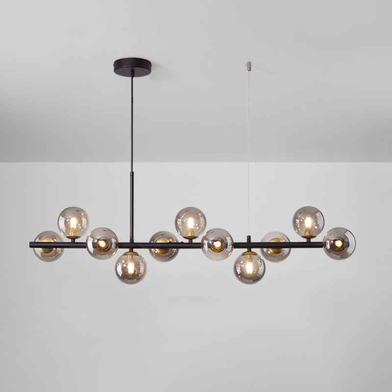 Globe Glass Shaded 11-Light Linear Kitchen Island Light Modern and Contemporary Style Ceiling Light