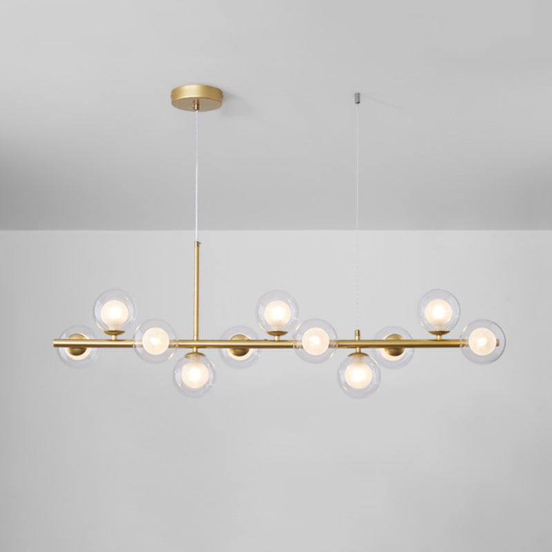 Globe Glass Shaded 11-Light Linear Kitchen Island Light Modern and Contemporary Style Ceiling Light