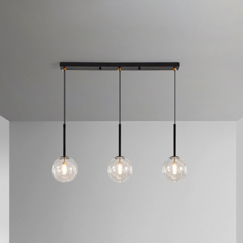 3-Light Ceiling Pendant Lighting with Glass Globe Shape Cluster Lighting