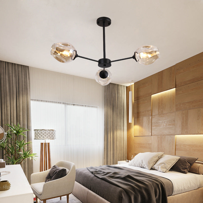 Contemporary Style 3-Light Sliver/Black Ceiling Light Sputnik Sphere Chandelier