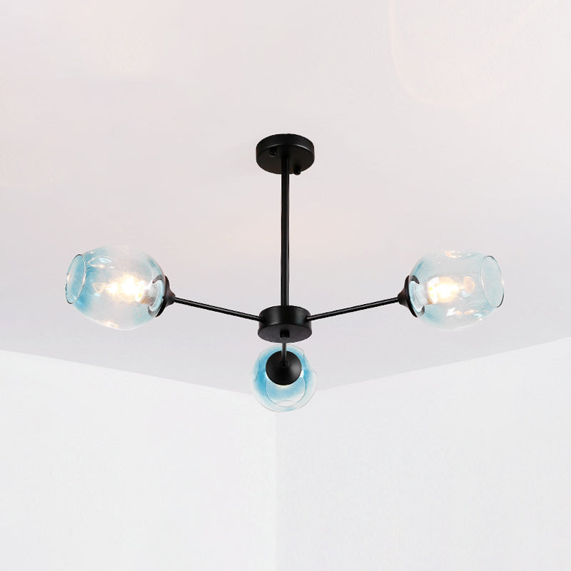 Contemporary Style 3-Light Sliver/Black Ceiling Light Sputnik Sphere Chandelier