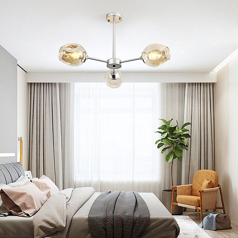 Contemporary Style 3-Light Sliver/Black Ceiling Light Sputnik Sphere Chandelier