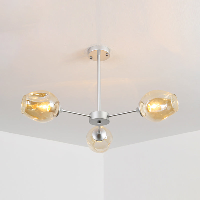 Contemporary Style 3-Light Sliver/Black Ceiling Light Sputnik Sphere Chandelier