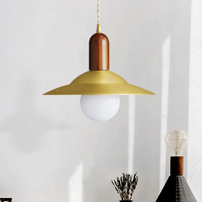 Modern Saucer Metal Hanging Lamp Kit 1 Light Suspension Pendant in Brass for Dining Room