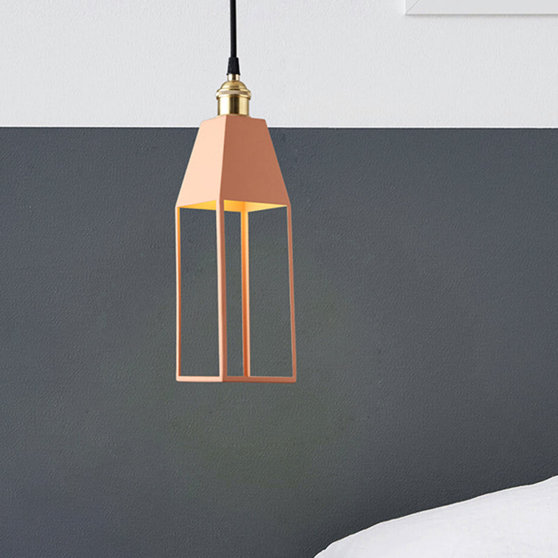 Comedor en forma de casa iluminación colgante de metal 1 lámpara de luz de luz en naranja/verde/oro