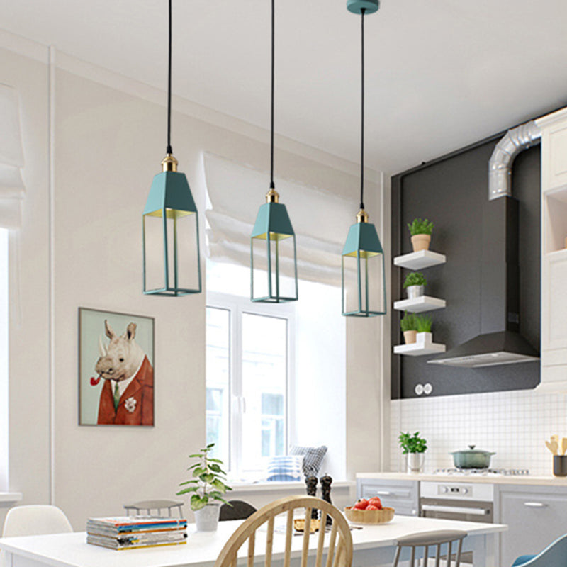 Comedor en forma de casa iluminación colgante de metal 1 lámpara de luz de luz en naranja/verde/oro