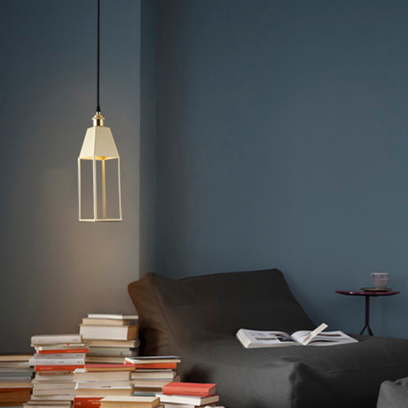 Huisvormige eetkamer hanglampverlichting metaal 1 licht hangende verlichtingsarmatuur in oranje/groen/goud