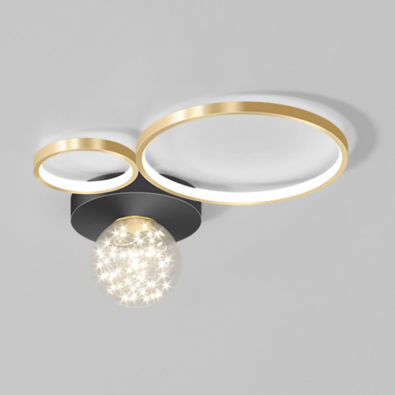 Verrouillé à l'anneau "Mount Light" Nordic Clear Glass Black-Gold Starry Ceiling Fixture for Living Room
