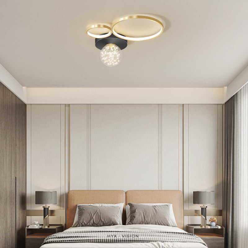 Verrouillé à l'anneau "Mount Light" Nordic Clear Glass Black-Gold Starry Ceiling Fixture for Living Room