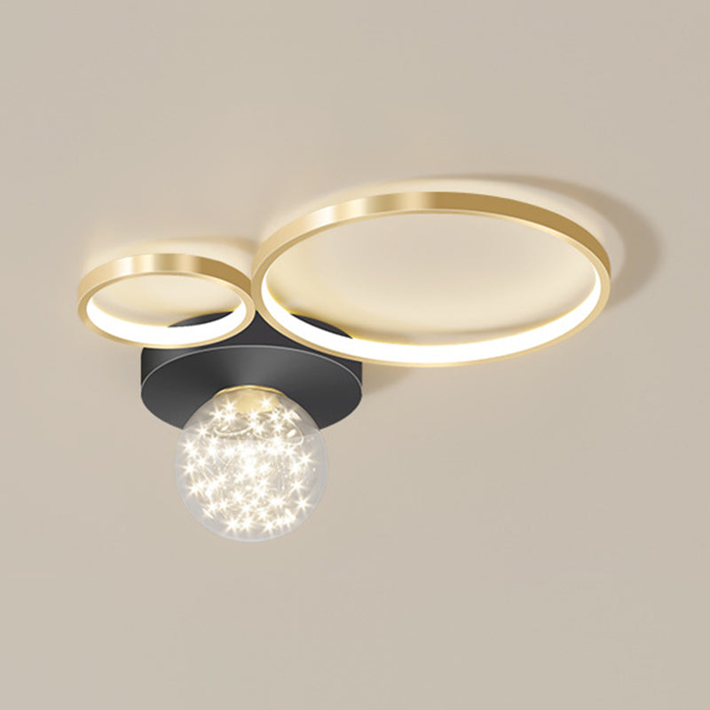 Verrouillé à l'anneau "Mount Light" Nordic Clear Glass Black-Gold Starry Ceiling Fixture for Living Room