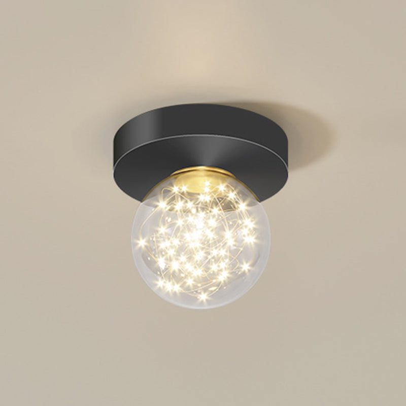Verrouillé à l'anneau "Mount Light" Nordic Clear Glass Black-Gold Starry Ceiling Fixture for Living Room