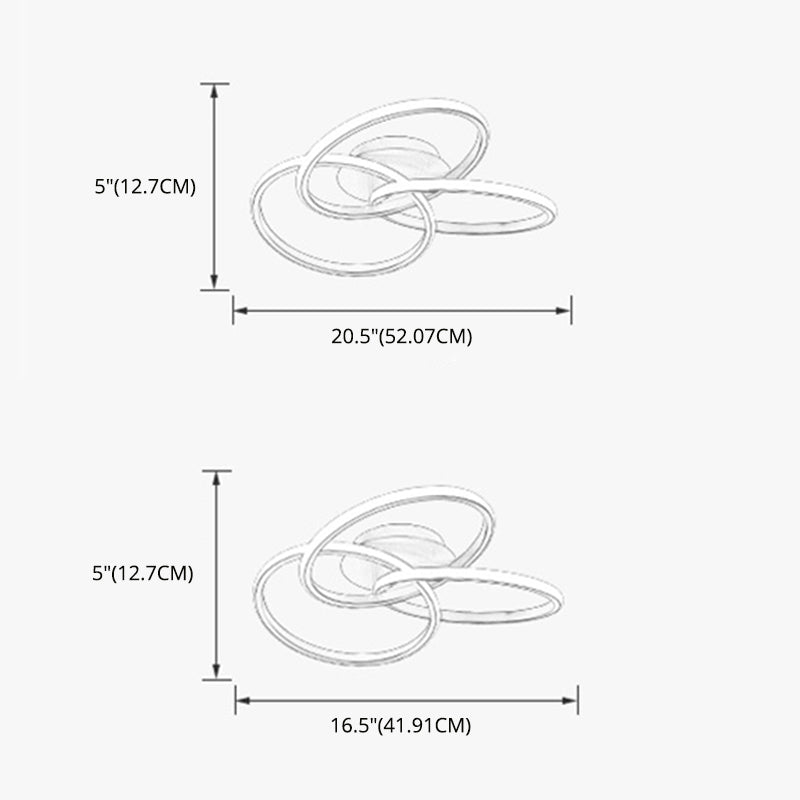 Metal Twist Semi Flush Mount Ceiling Light Minimalism Bedroom Flush Mount Light Fixtures
