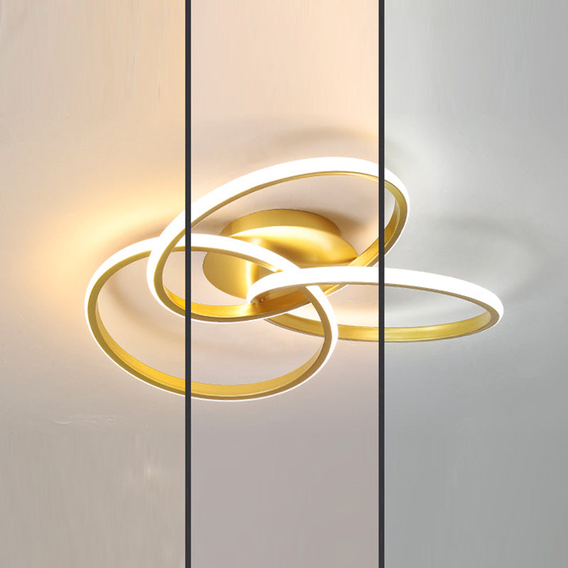 Metal Twist Semi Flush Mount Ceiling Light Minimalism Bedroom Flush Mount Light Fixtures