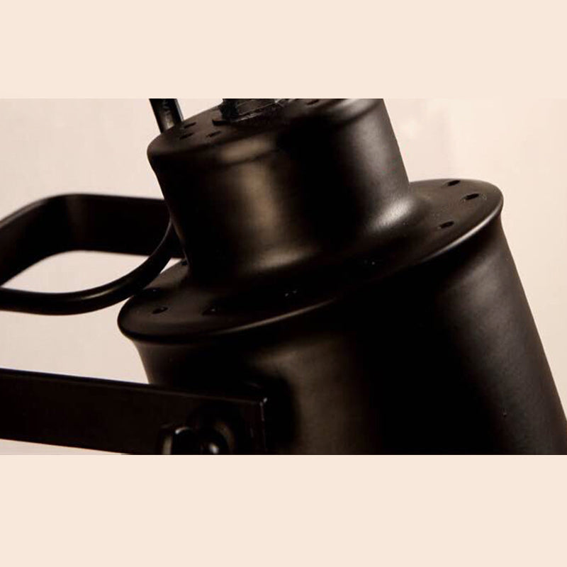 Winkel einstellbarer industrieller Wandlampe 1-Licht Metallzylindrischer Schatten Vintage Leuchten in Schwarz in Schwarz