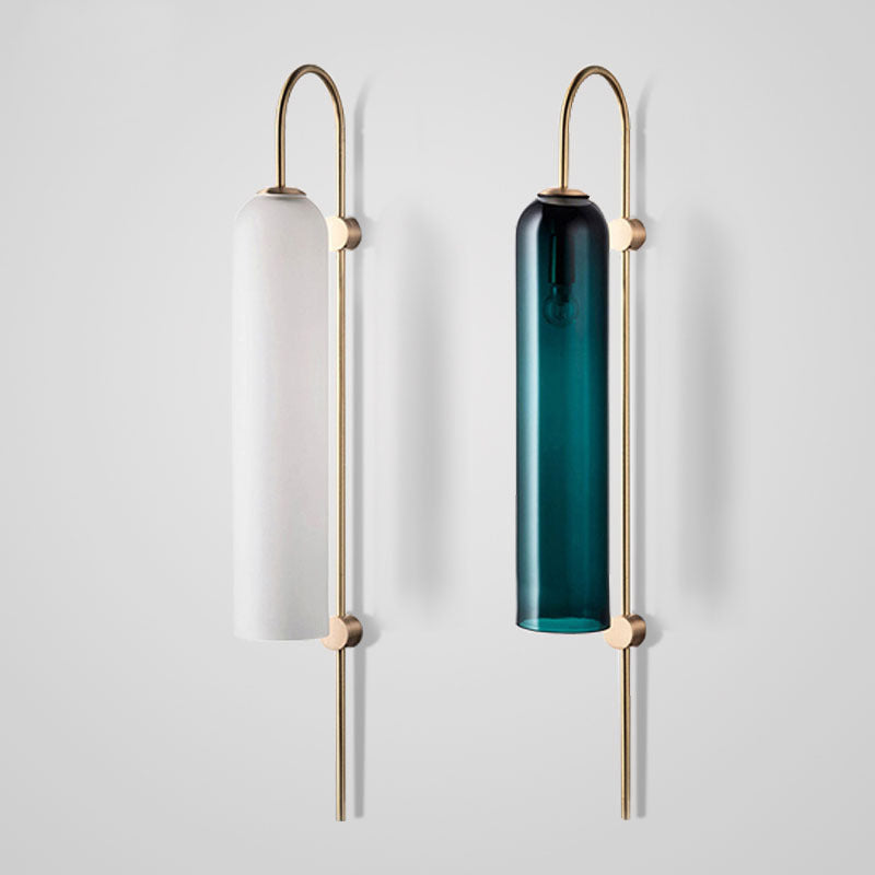 30" H Long Column Shaped Glass Wall Lamp Nordic Style Minimalism Lighting Fixture for Living Room Hallway