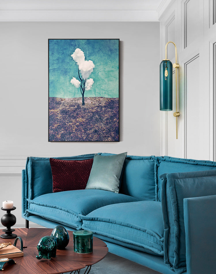 30" H Long Column Shaped Glass Wall Lamp Nordic Style Minimalism Lighting Fixture for Living Room Hallway