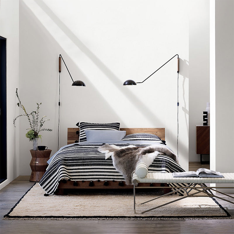 Post-modern Style Angle Adjustable Wall Light Metal Bowl Shade Bedroom Bedside Light with Independent Switch