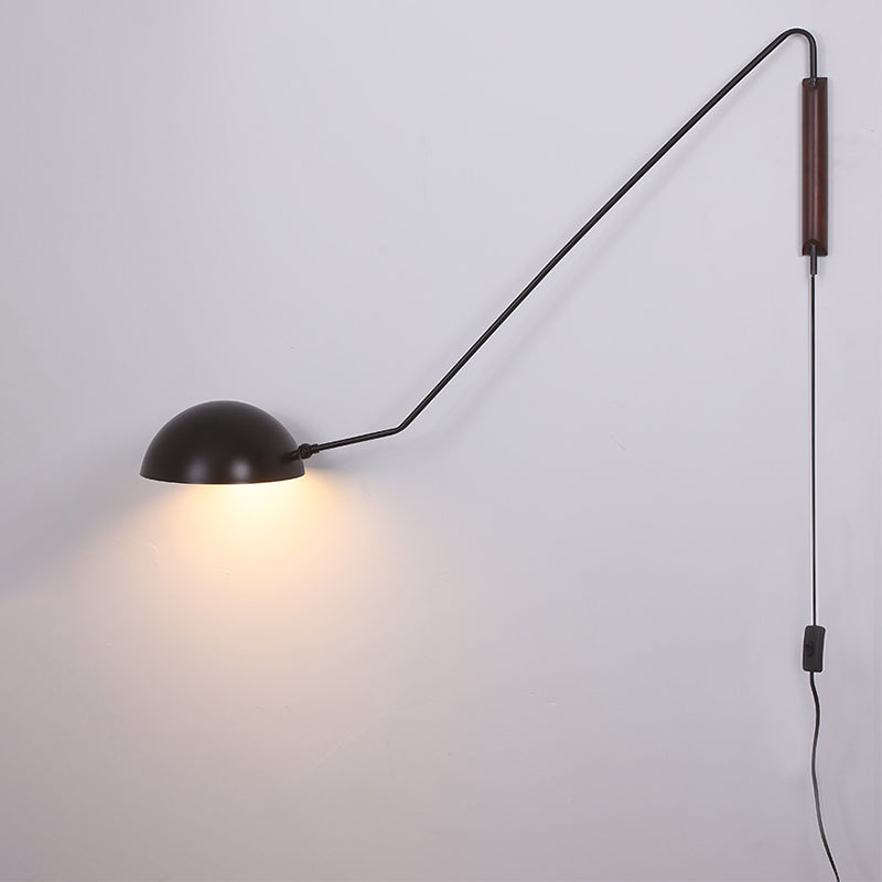 Post-modern Style Angle Adjustable Wall Light Metal Bowl Shade Bedroom Bedside Light with Independent Switch