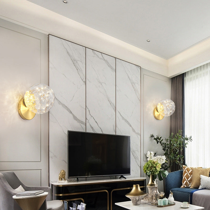 Transparent Glass Orb Mini Wall Lamp Nordic Style Creative LED Light Strings Bedside Light