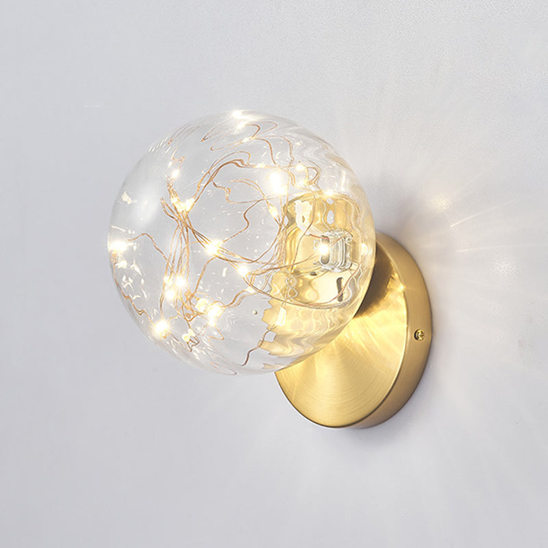 Transparent Glass Orb Mini Wall Lamp Nordic Style Creative LED Light Strings Bedside Light