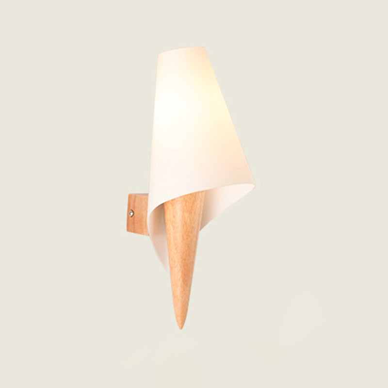 Weißer Glasschatten Einfachheit Holzwandlampe Nordischer Korridortreppe Leuchte