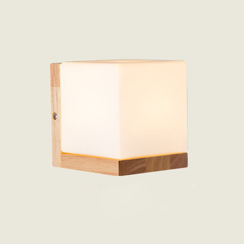 Weißer Glasschatten Einfachheit Holzwandlampe Nordischer Korridortreppe Leuchte