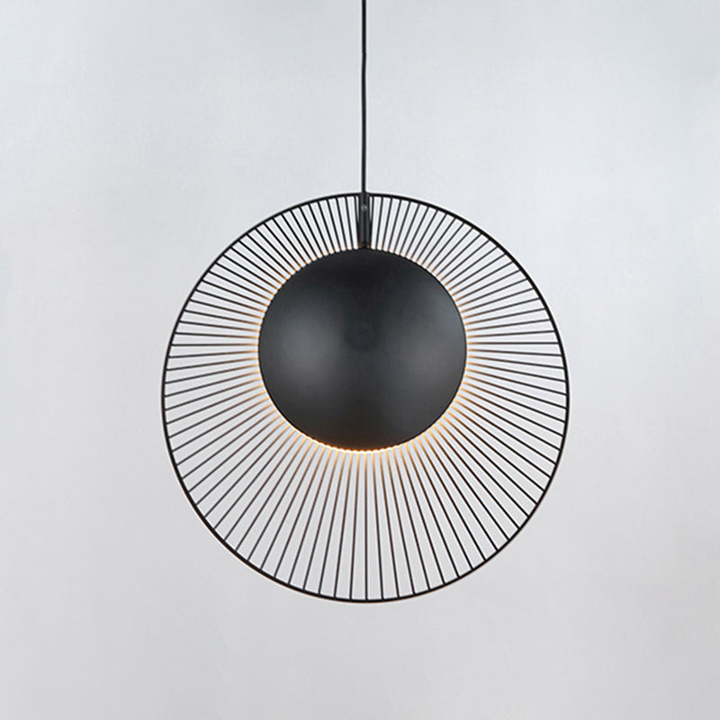 14 "/ 18" de large métal rond de large lumière suspendue 1 pendentif léger en noir pour salle à manger