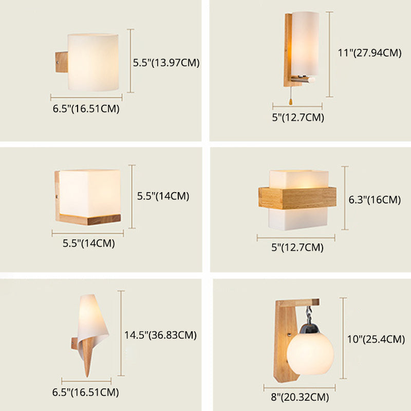 Weißer Glasschatten Einfachheit Holzwandlampe Nordischer Korridortreppe Leuchte