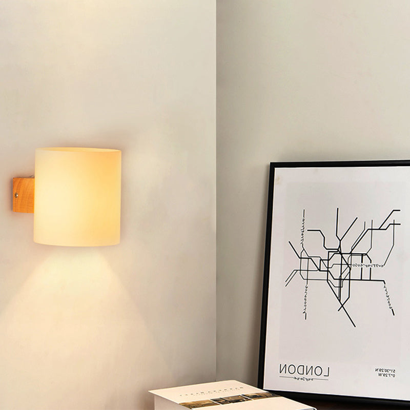 Weißer Glasschatten Einfachheit Holzwandlampe Nordischer Korridortreppe Leuchte