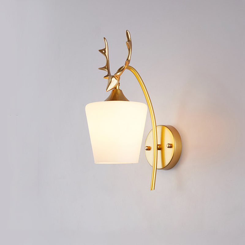 13.5" H Contemporary Simplicity Glass Wall Lamp Metal Antler Elements Sconce Lights for Living Room