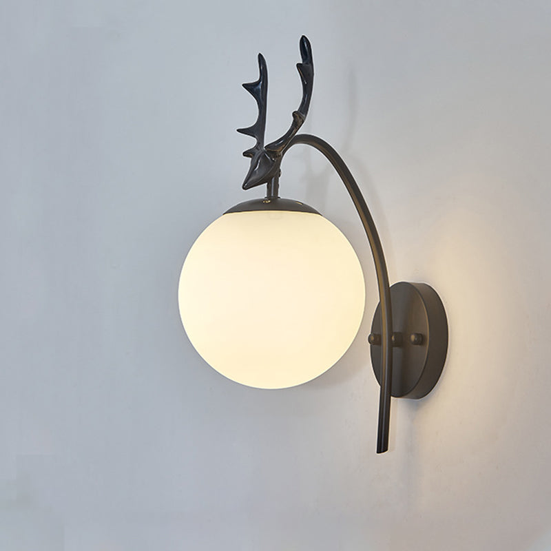 13.5" H Contemporary Simplicity Glass Wall Lamp Metal Antler Elements Sconce Lights for Living Room