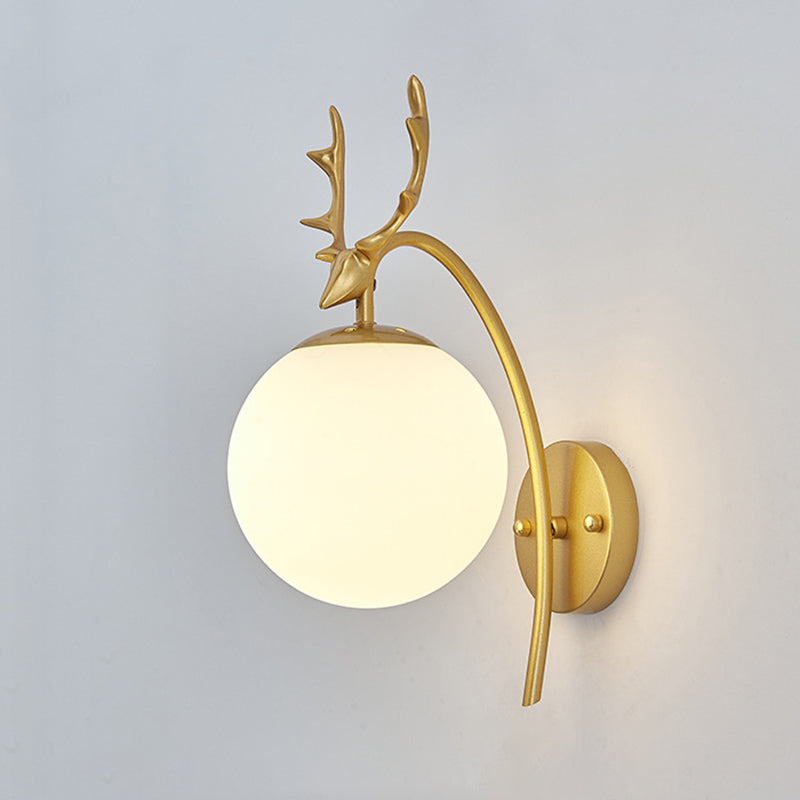 13.5" H Contemporary Simplicity Glass Wall Lamp Metal Antler Elements Sconce Lights for Living Room
