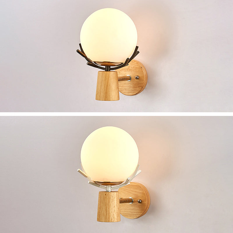 Creative Antler Mini Wall Lamp Nordic Style Solid Wood Simplicity Scone Light for Bedside