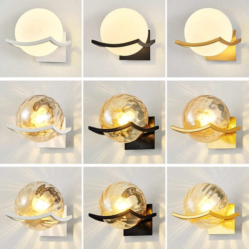 7 Inches Height Single Bulb Mini Sconce Light Nordic Style Simplicity Glass Ball Wall Light