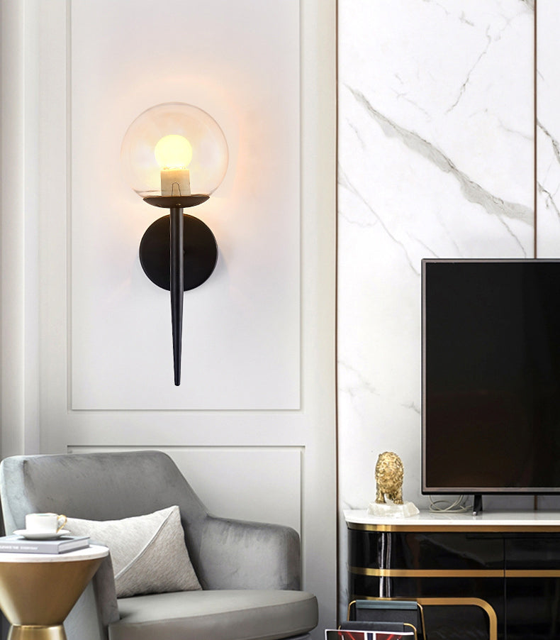 1-Licht nordischer Stil Metall Wandlampe Kugel Schatten Einfachheit Leuchte für Treppenflure