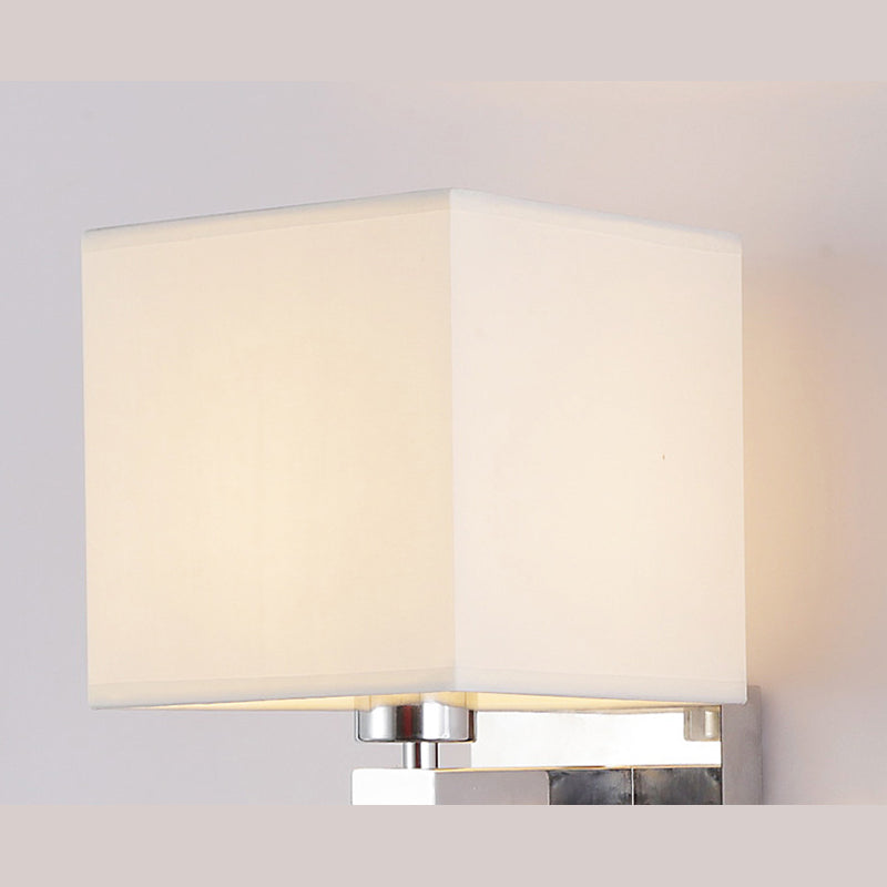 Square Fabric Shade Simplicity Wall Sconce Adjustable LED Spotlight Design Bedside Reading Lamp in Sliver