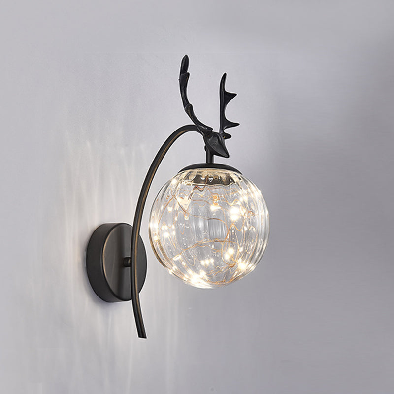 LED Light Strings Simplicity Glass Wall Sconce Metal Antler Design Nordic Style Lighting Fixture for Bedroom Living Room
