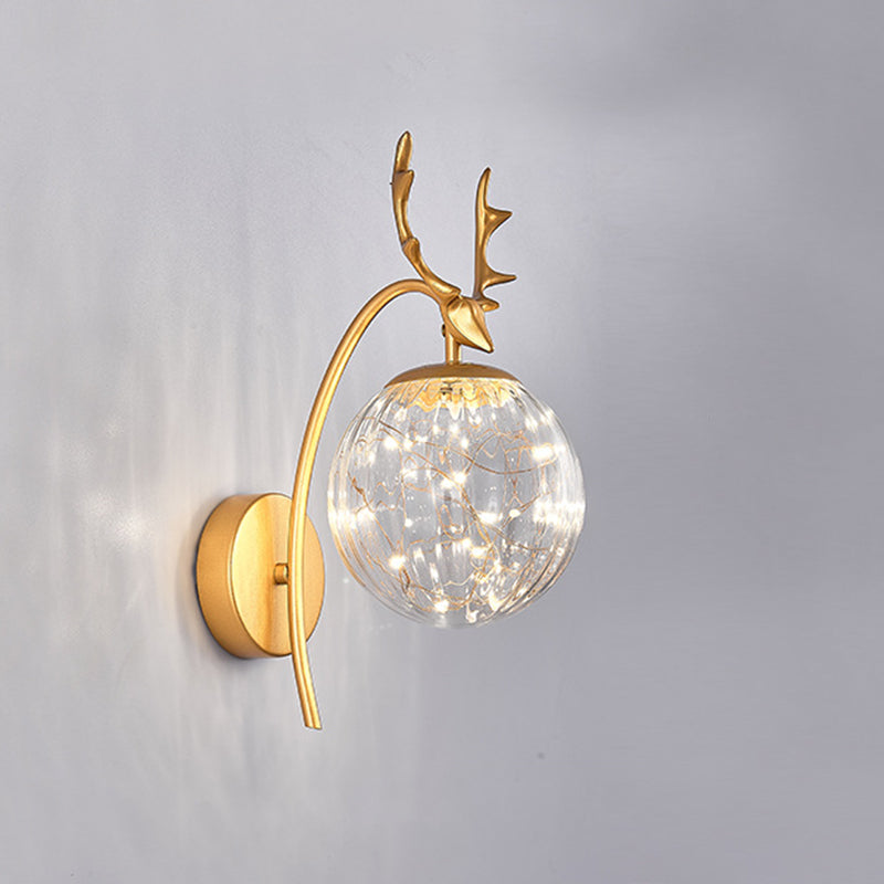 LED Light Strings Simplicity Glass Wall Sconce Metal Antler Design Nordic Style Lighting Fixture for Bedroom Living Room